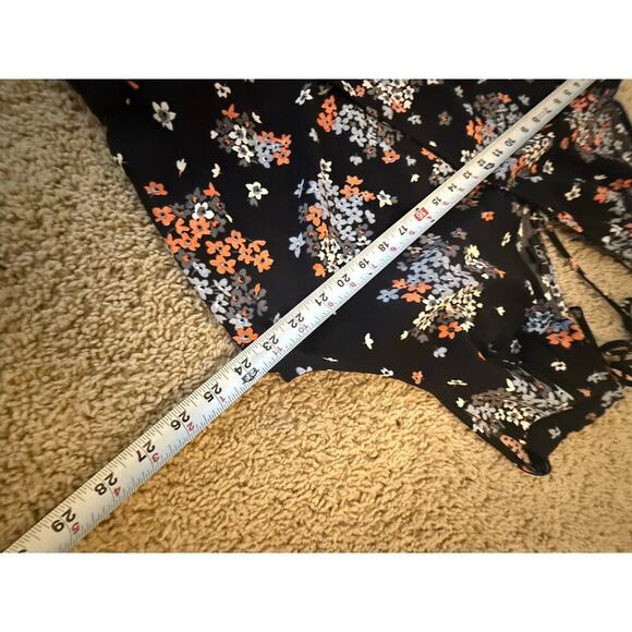 Ann Taylor LOFT Sleeveless Jumpsuit Black Floral Pockets Elastic Waist Size XL - Picture 8 of 9